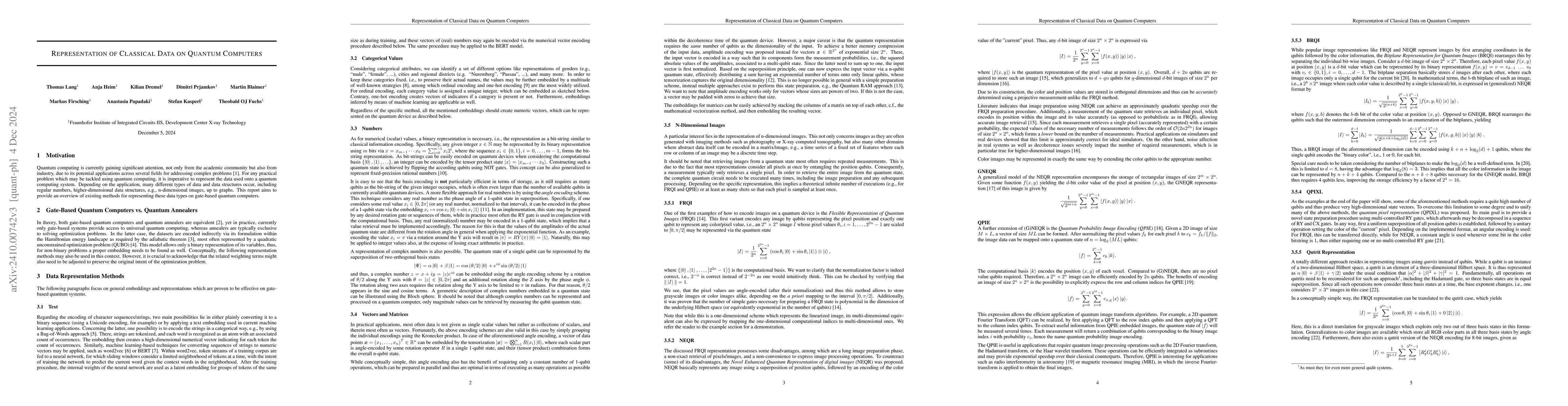 Thumbnail for Representation of Classical Data on Quantum Computers