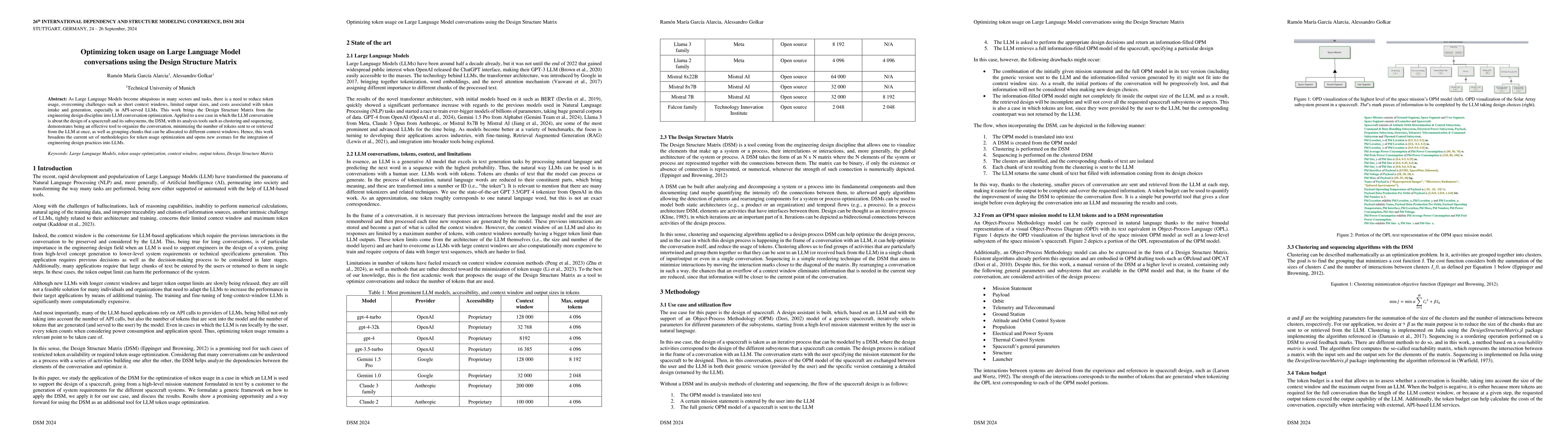 Thumbnail for Optimizing Token Usage on Large Language Model Conversations Using the
  Design Structure Matrix