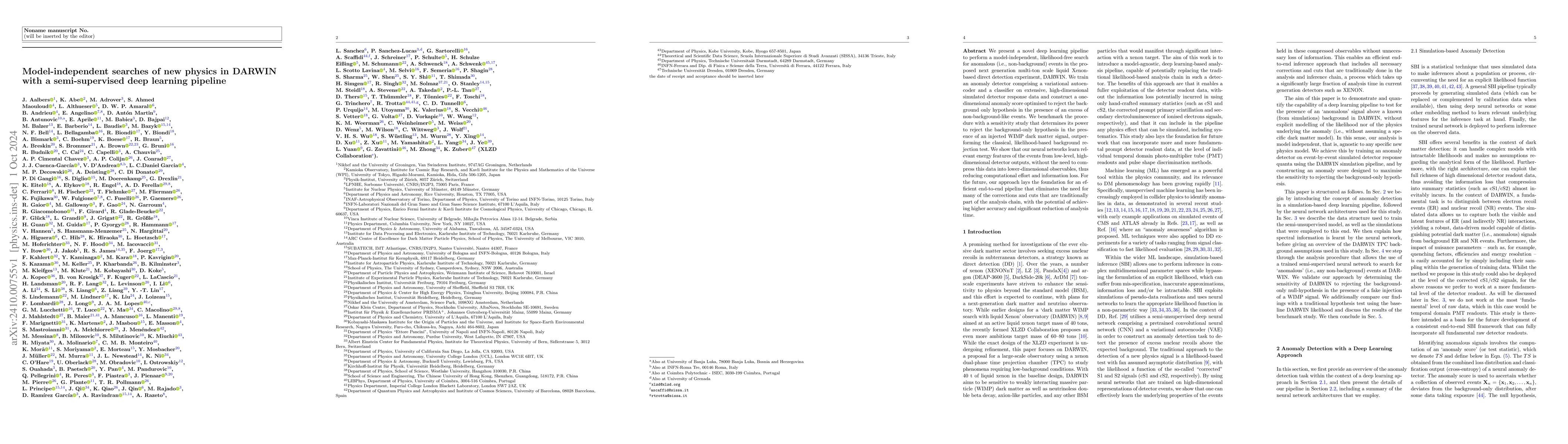 Thumbnail for Model-independent searches of new physics in DARWIN with a
  semi-supervised deep learning pipeline