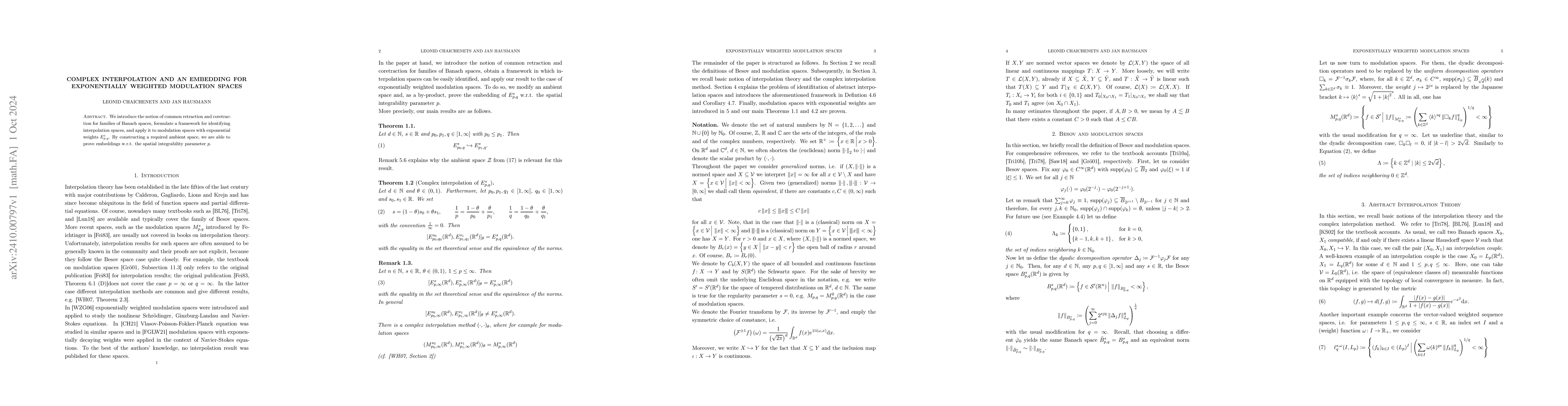 Thumbnail for Complex Interpolation and an Embedding for Exponentially Weighted
  Modulation Spaces