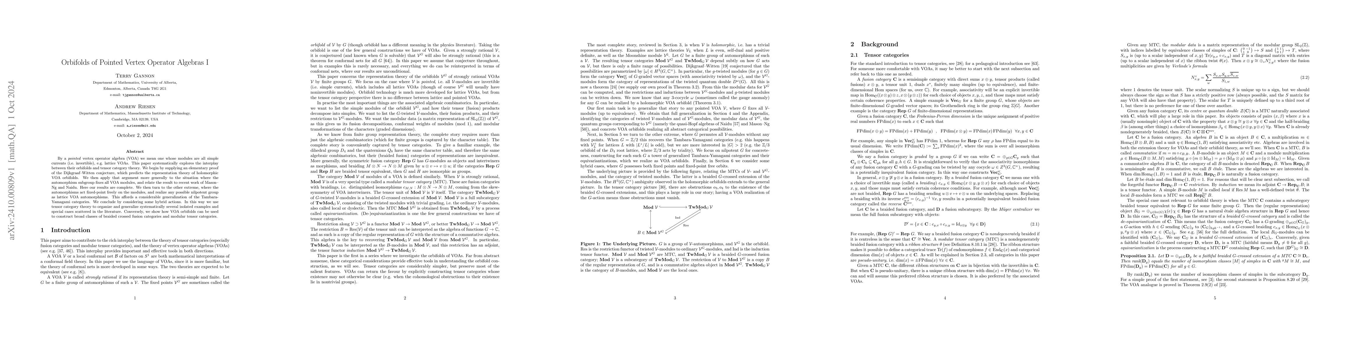 Thumbnail for Orbifolds of Pointed Vertex Operator Algebras I