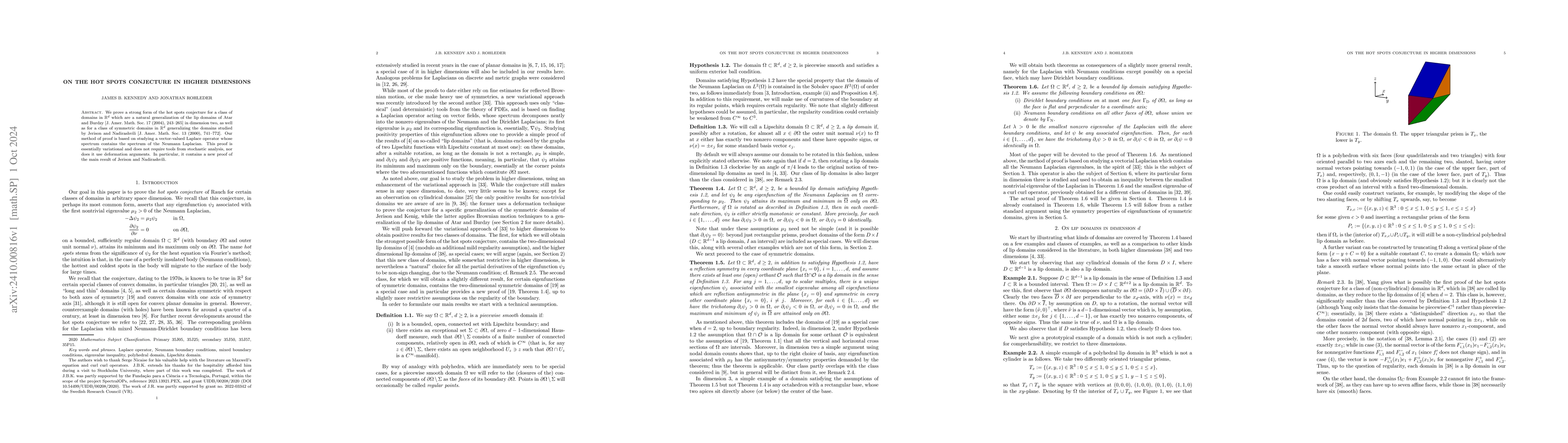 Thumbnail for On the hot spots conjecture in higher dimensions
