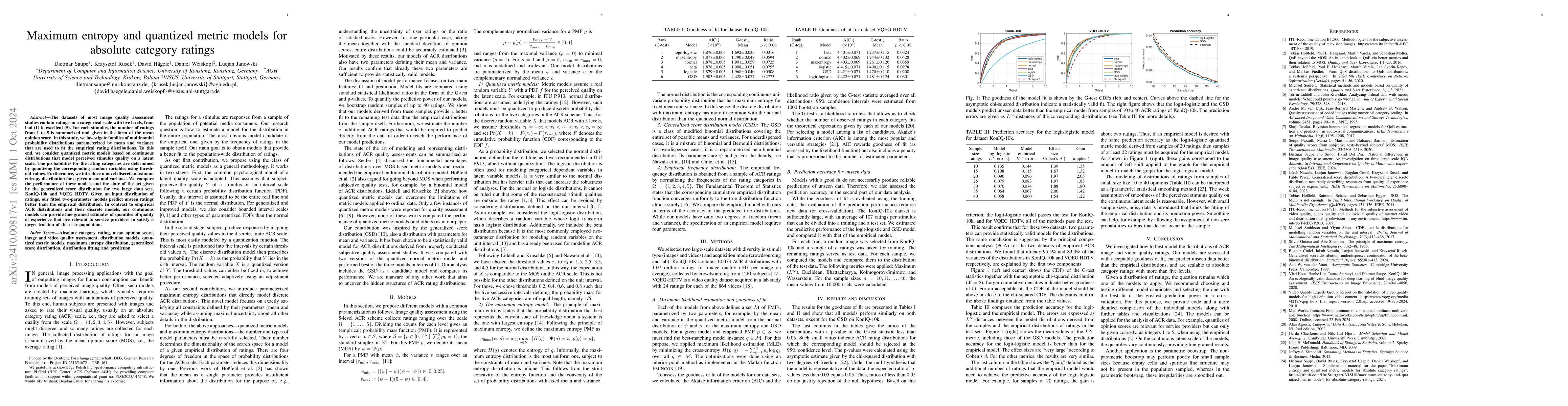 Thumbnail for Maximum entropy and quantized metric models for absolute category
  ratings