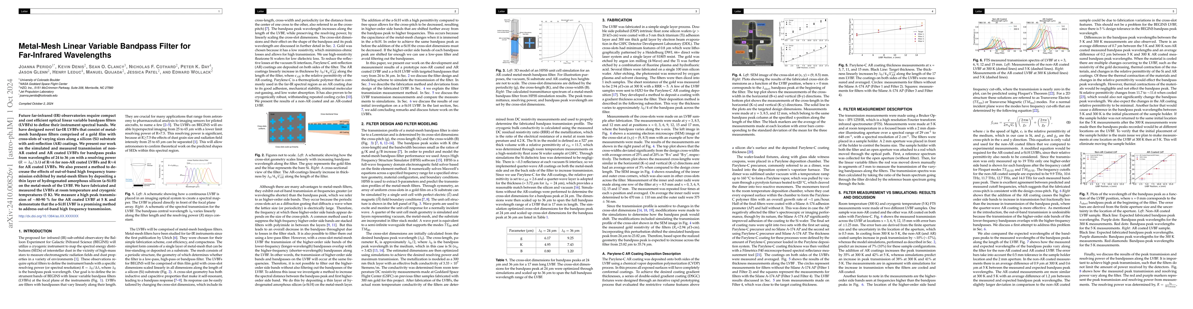 Thumbnail for Metal-Mesh Linear Variable Filter for Far-Infrared Wavelengths
