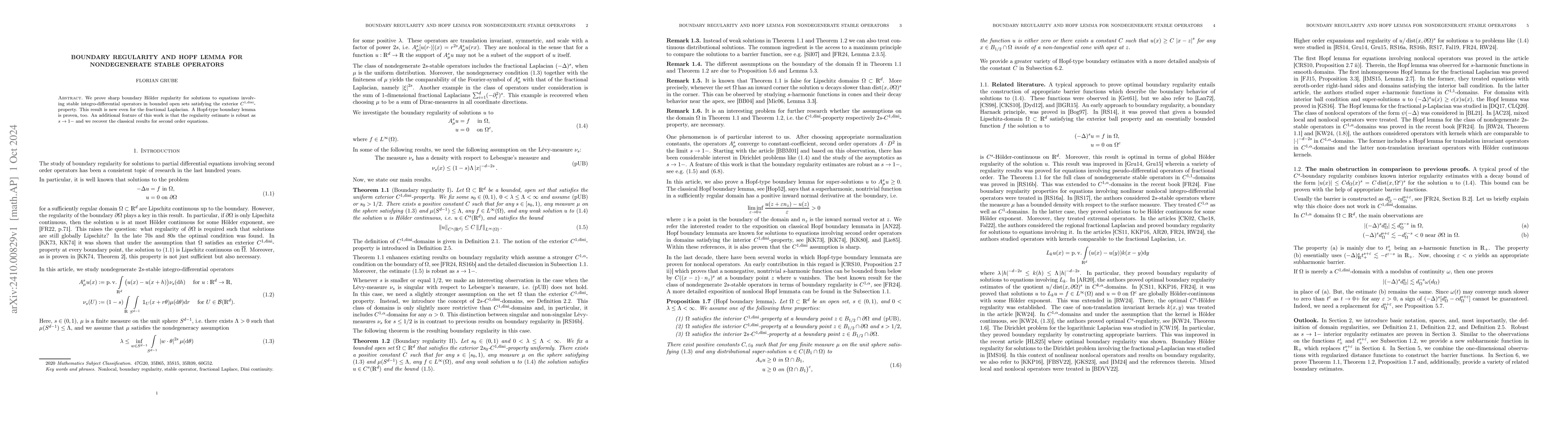 Thumbnail for Boundary regularity and Hopf lemma for nondegenerate stable operators