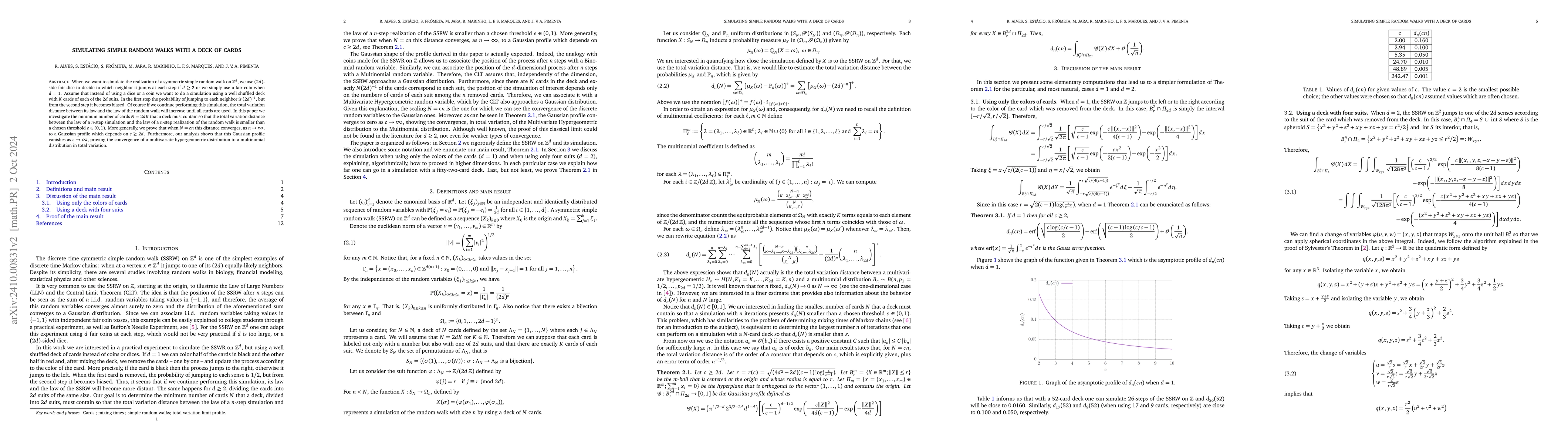 Thumbnail for Simulating Simple Random Walks With a Deck of Cards