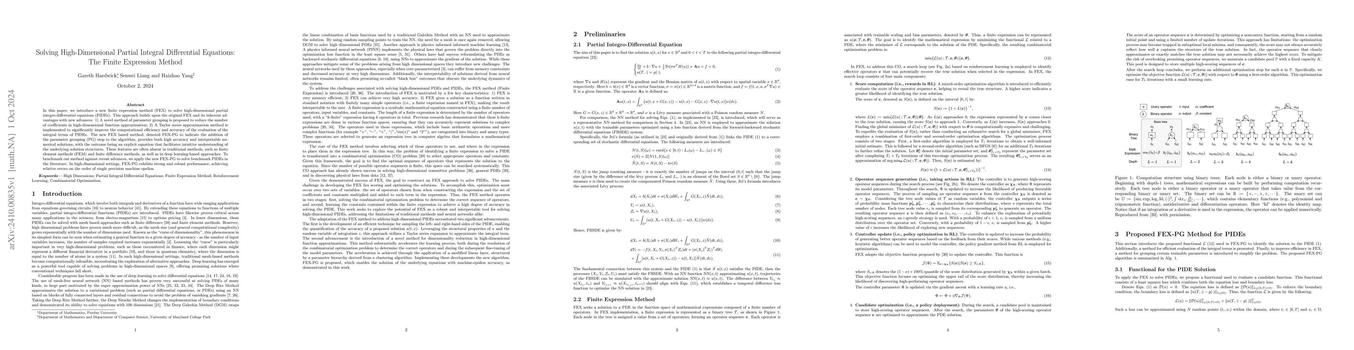 Thumbnail for Solving High-Dimensional Partial Integral Differential Equations: The
  Finite Expression Method