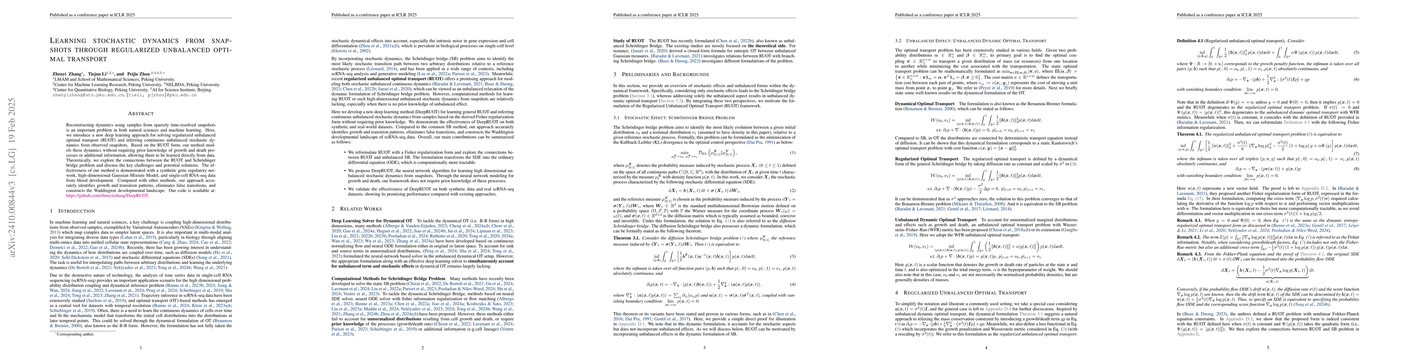 Thumbnail for Learning Stochastic Dynamics from Snapshots through Regularized
  Unbalanced Optimal Transport