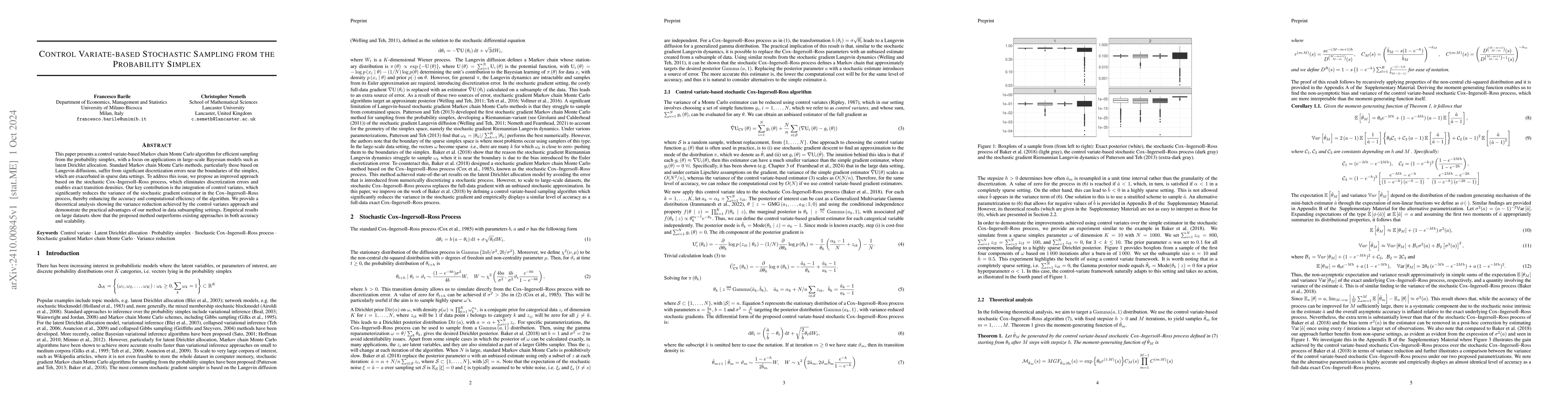 Thumbnail for Control Variate-based Stochastic Sampling from the Probability Simplex