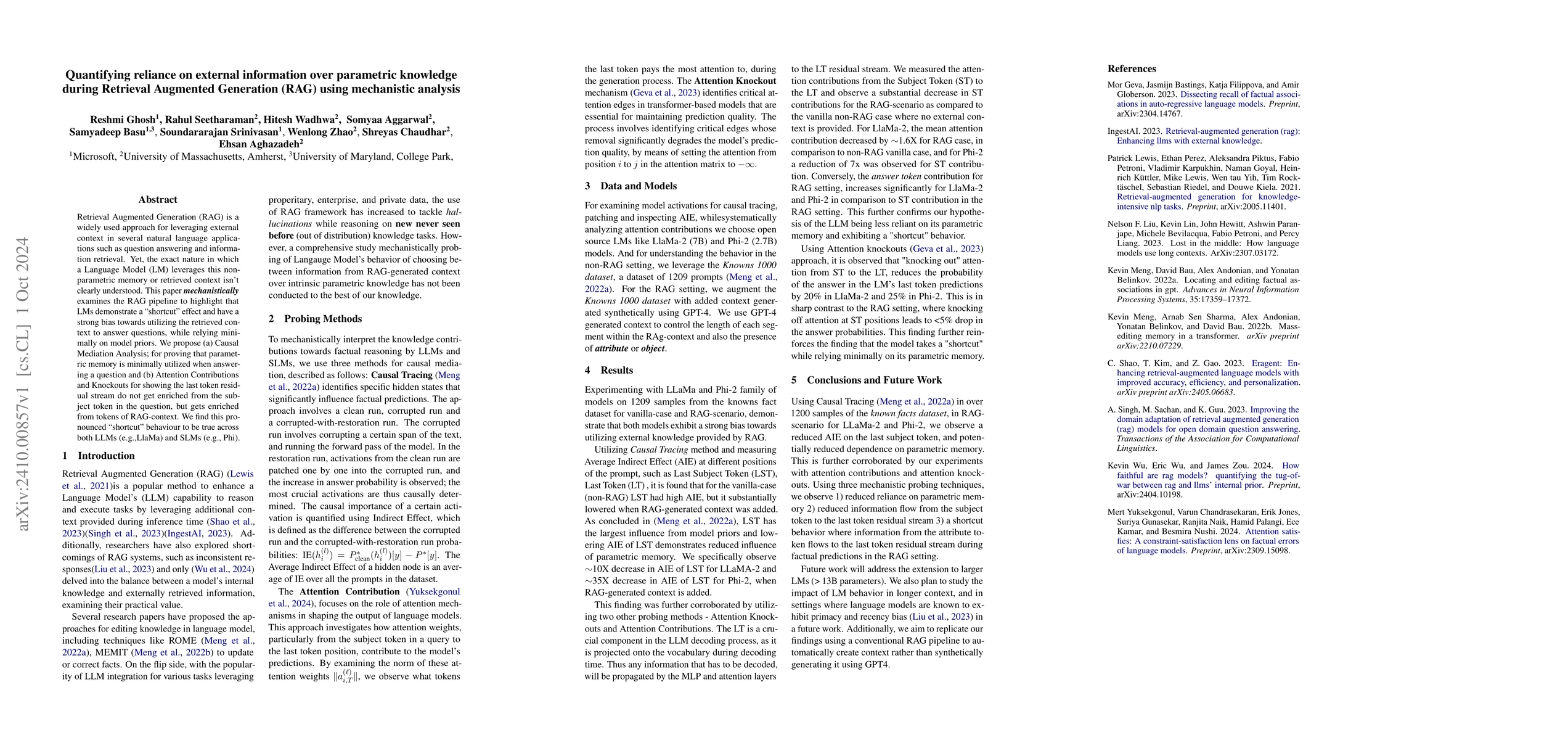 Thumbnail for Quantifying reliance on external information over parametric knowledge
  during Retrieval Augmented Generation (RAG) using mechanistic analysis