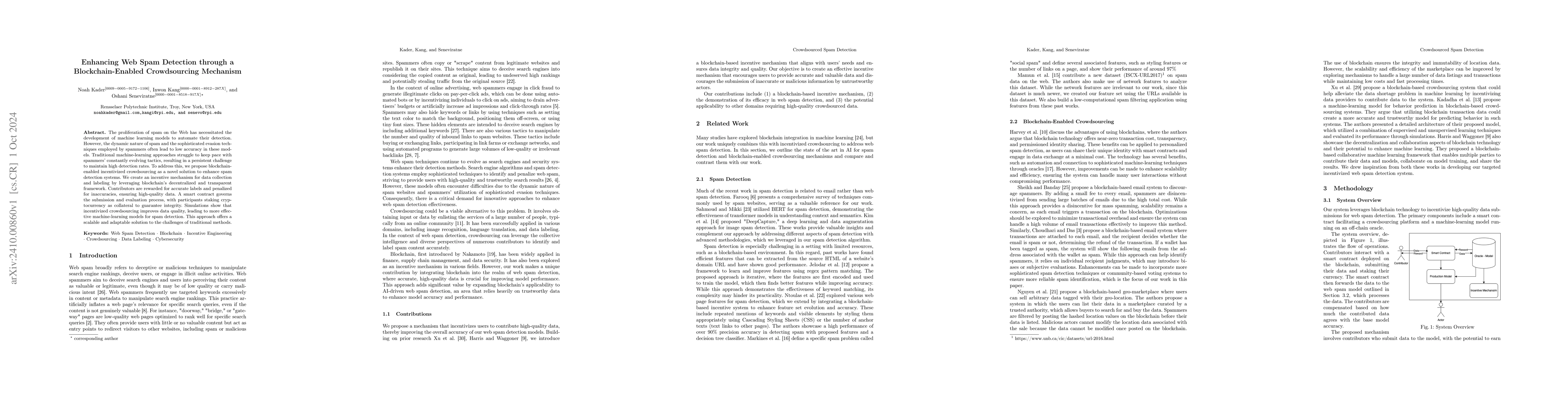 Thumbnail for Enhancing Web Spam Detection through a Blockchain-Enabled Crowdsourcing
  Mechanism
