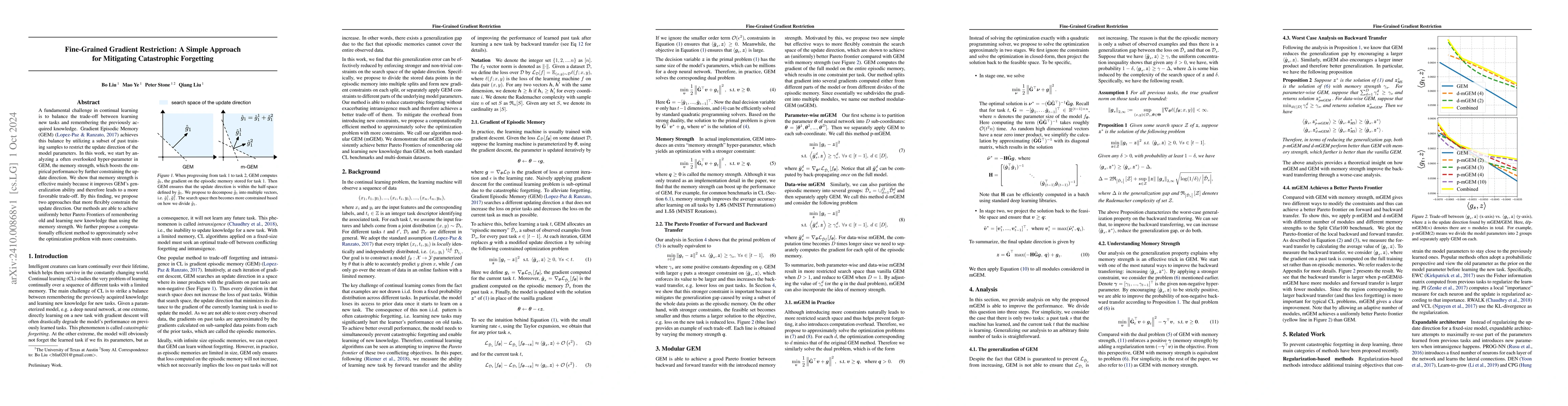 Thumbnail for Fine-Grained Gradient Restriction: A Simple Approach for Mitigating
  Catastrophic Forgetting