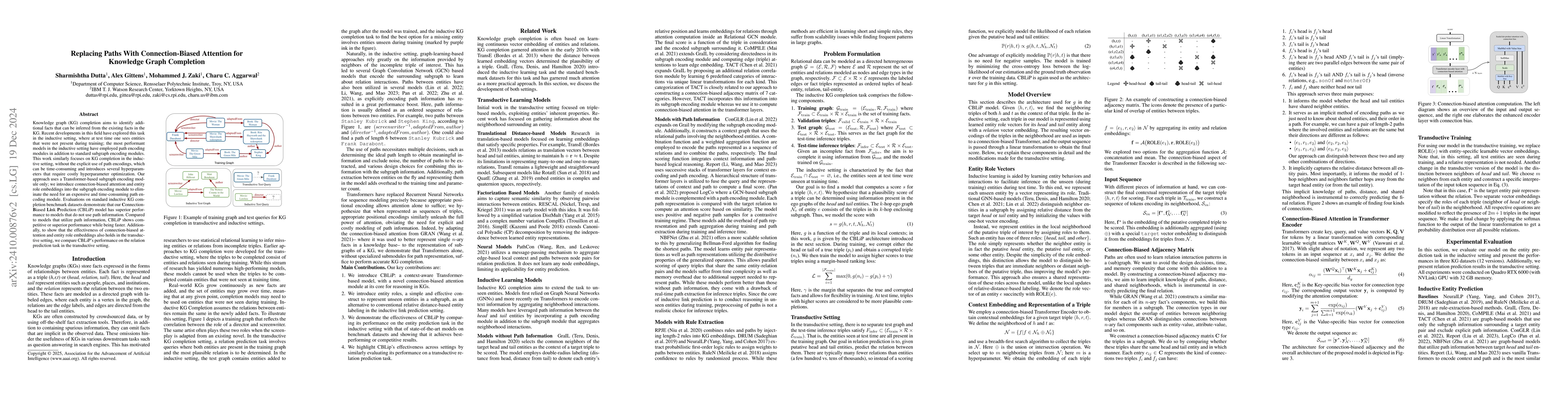 Thumbnail for Replacing Paths with Connection-Biased Attention for Knowledge Graph
  Completion