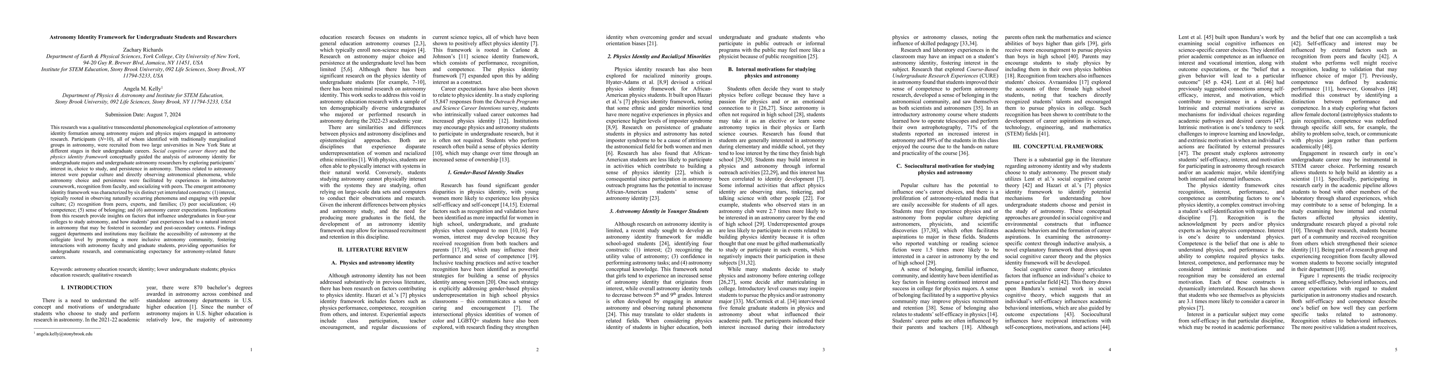 Thumbnail for Astronomy Identity Framework for Undergraduate Students and Researchers
