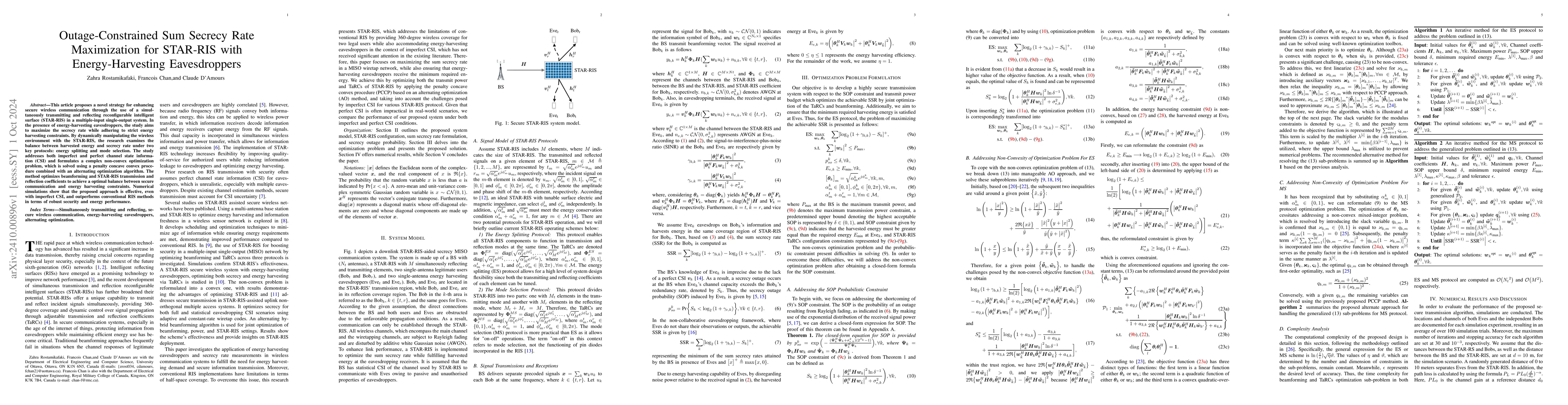 Thumbnail for Outage-Constrained Sum Secrecy Rate Maximization for STAR-RIS with
  Energy-Harvesting Eavesdroppers