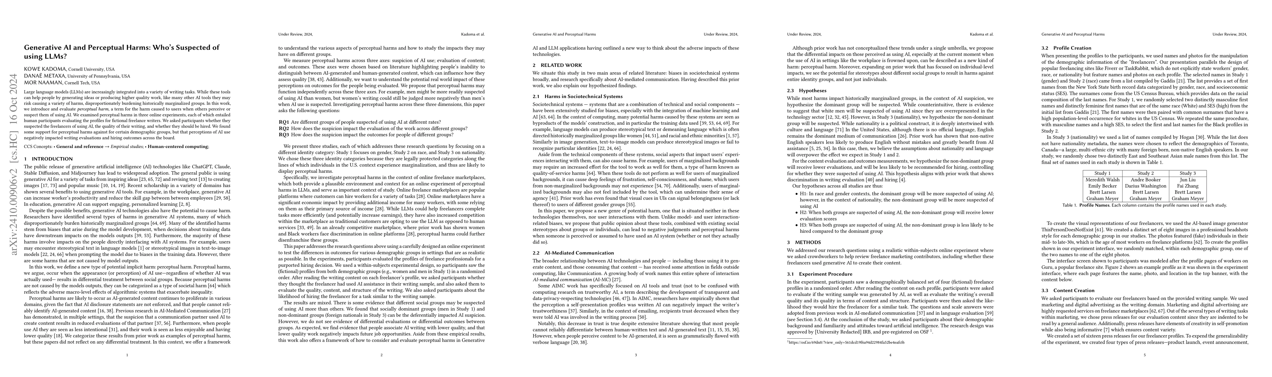 Thumbnail for Generative AI and Perceptual Harms: Who's Suspected of using LLMs?