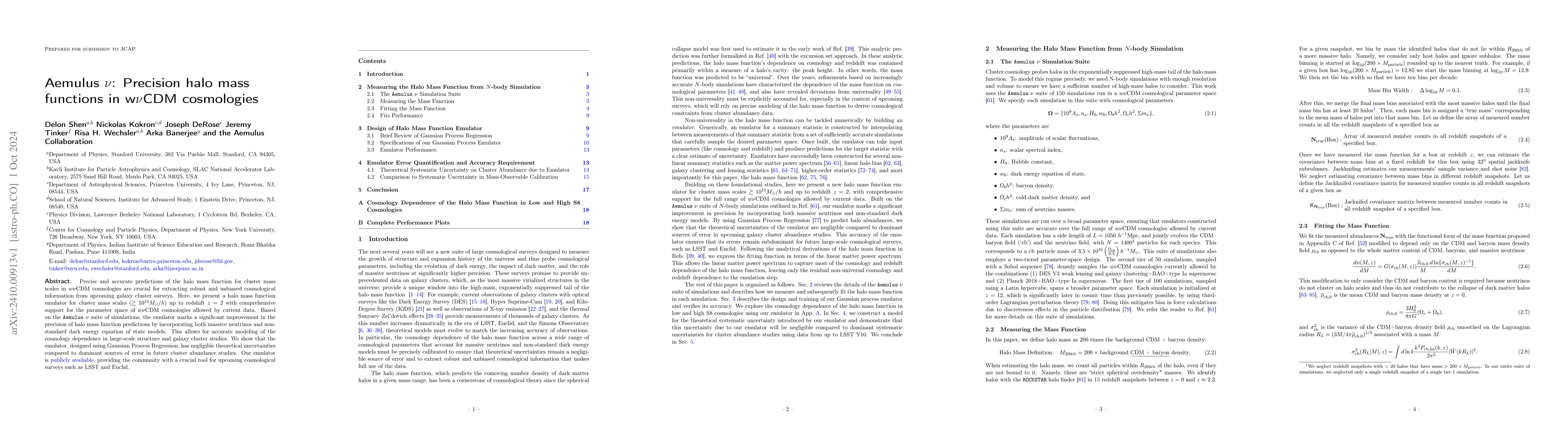Thumbnail for Aemulus $ν$: Precision halo mass functions in w$ν$CDM cosmologies