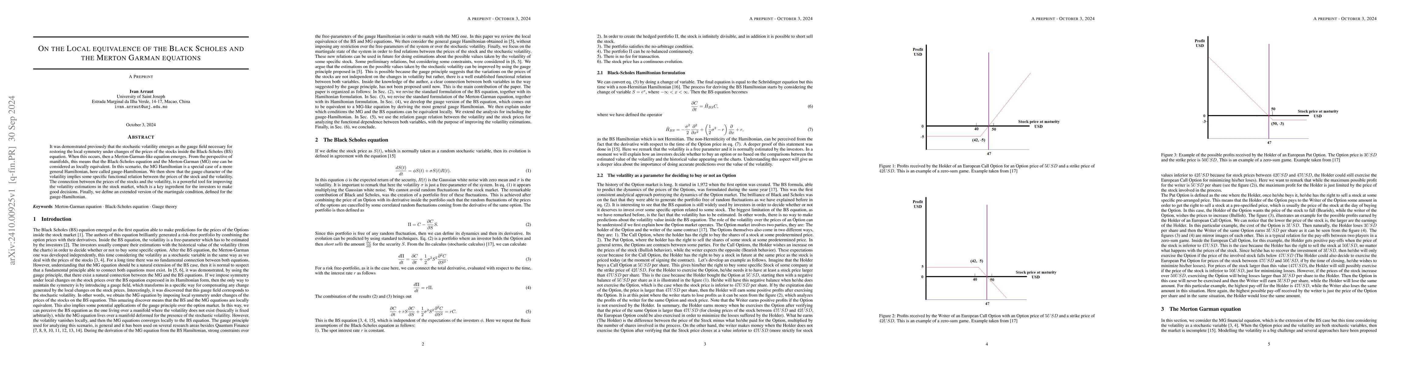 Thumbnail for On the Local equivalence of the Black Scholes and the Merton Garman
  equations