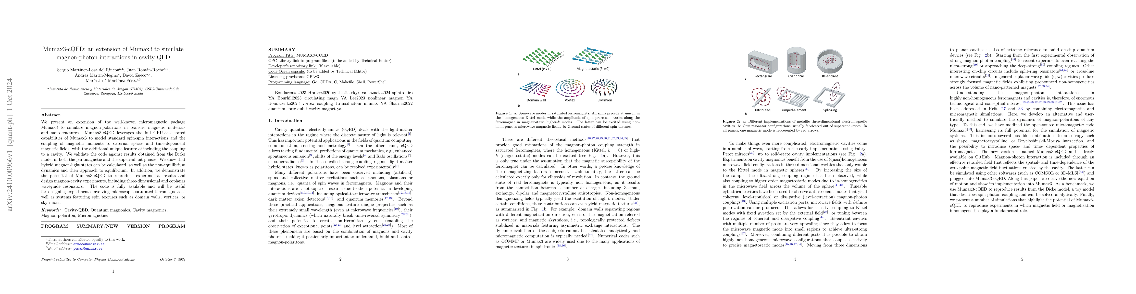 Thumbnail for Mumax3-cQED: an extension of Mumax3 to simulate magnon-photon
  interactions in cavity QED