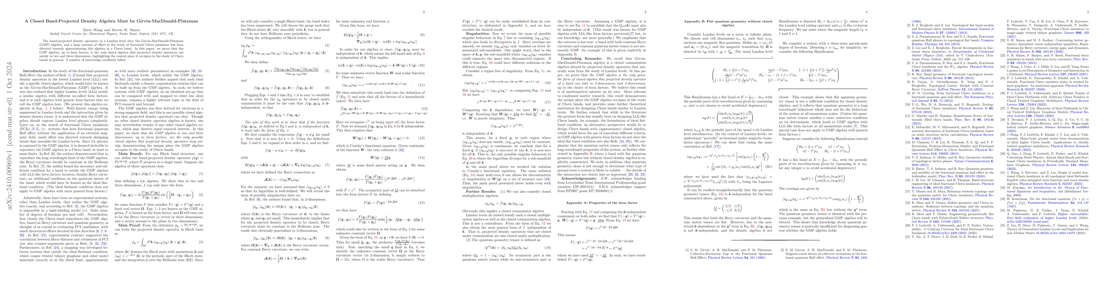Thumbnail for A Closed Band-Projected Density Algebra Must be
  Girvin-MacDonald-Platzman