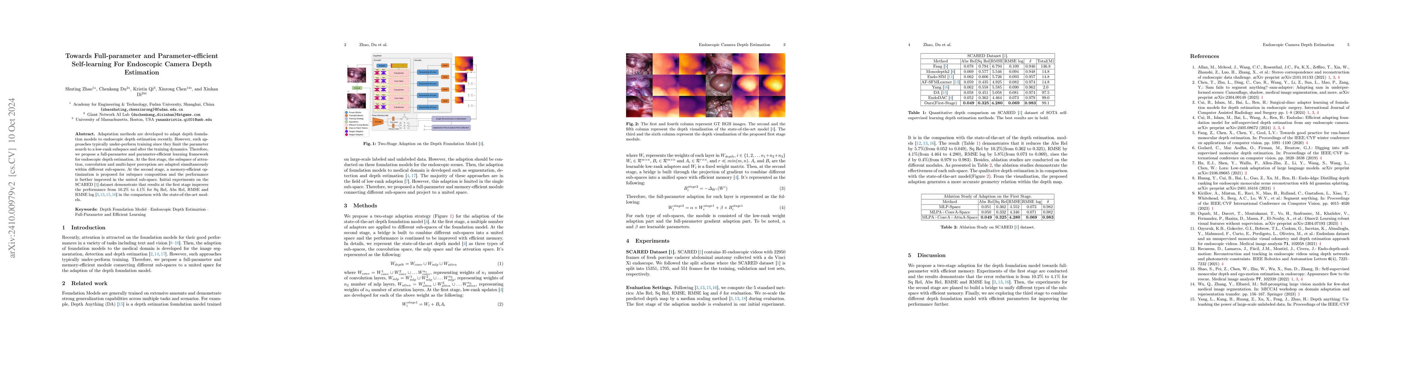Thumbnail for Towards Full-parameter and Parameter-efficient Self-learning For
  Endoscopic Camera Depth Estimation