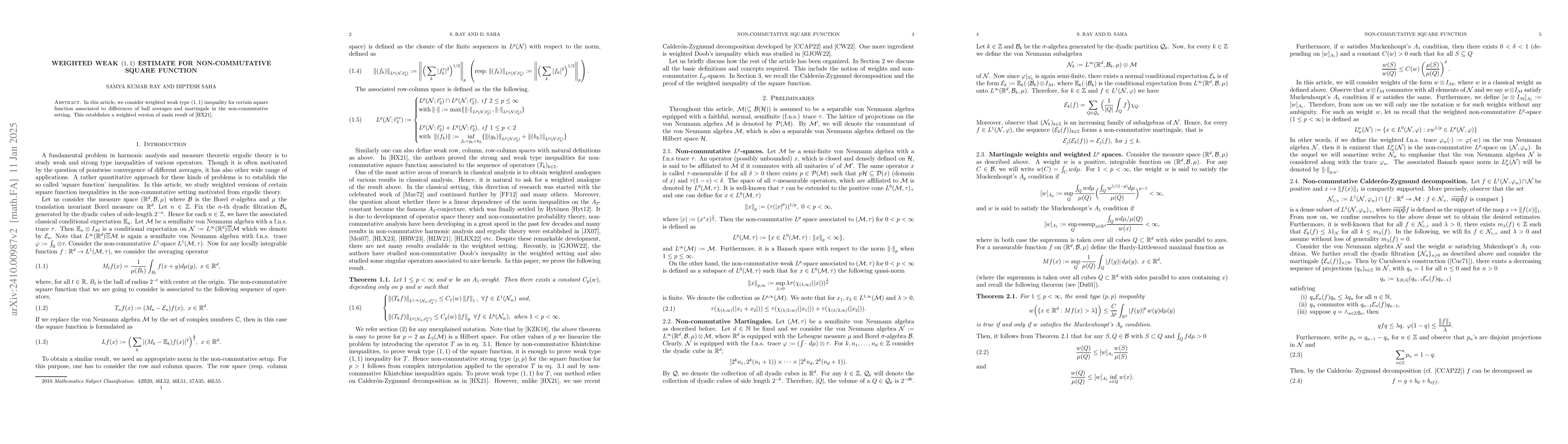Thumbnail for Weighted weak $(1,1)$ estimate for non-commutative square function