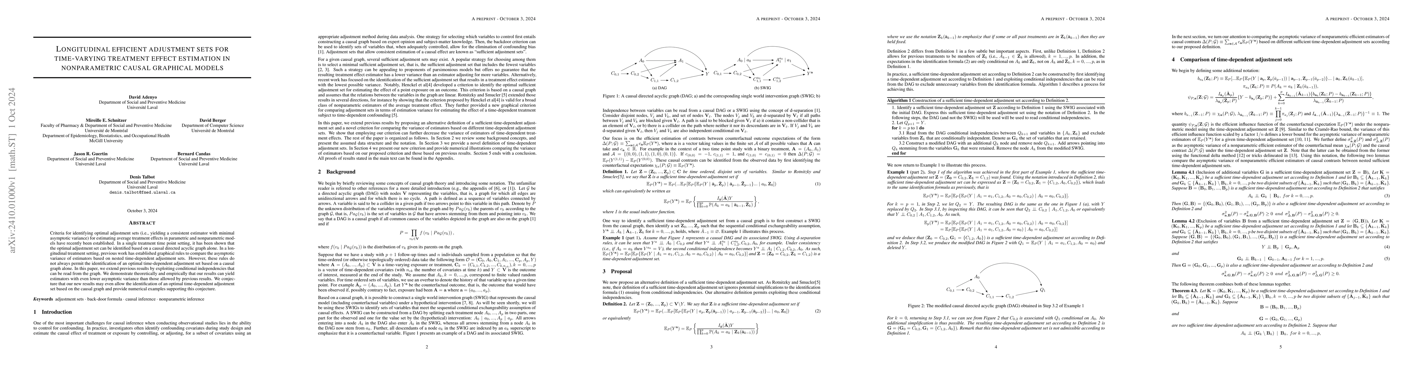 Thumbnail for Longitudinal efficient adjustment sets for time-varying treatment effect
  estimation in nonparametric causal graphical models