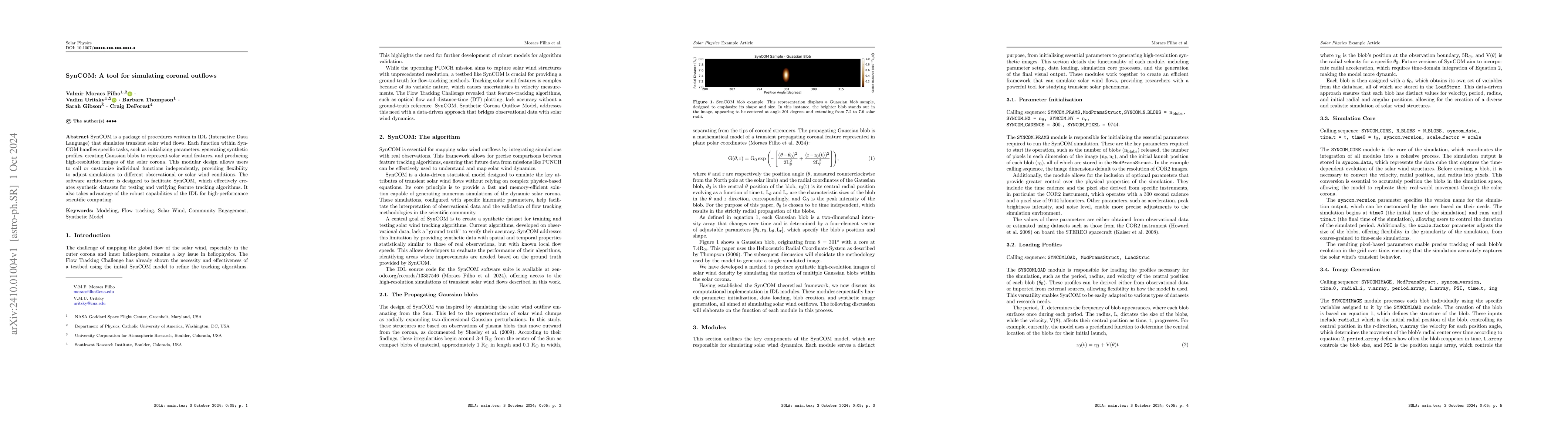 Thumbnail for SynCOM: A tool for simulating coronal outflows