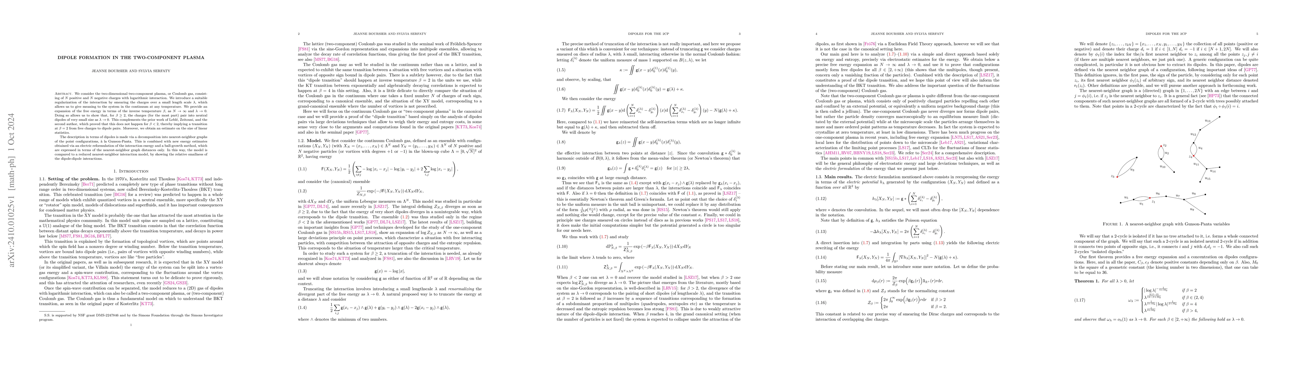 Thumbnail for Dipole Formation in the Two-Component Plasma