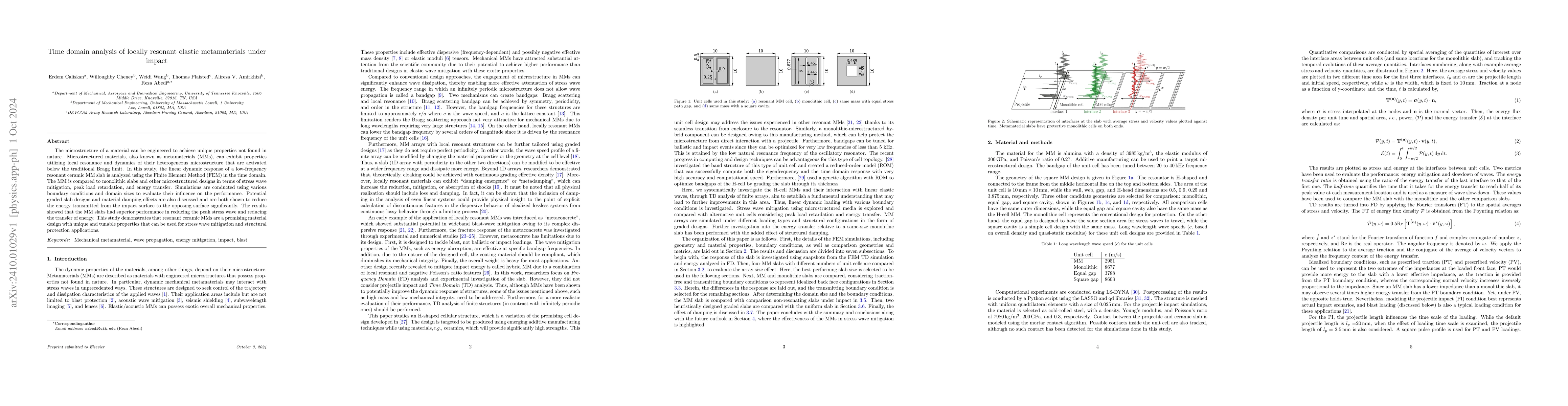 Thumbnail for Time domain analysis of locally resonant elastic metamaterials under
  impact
