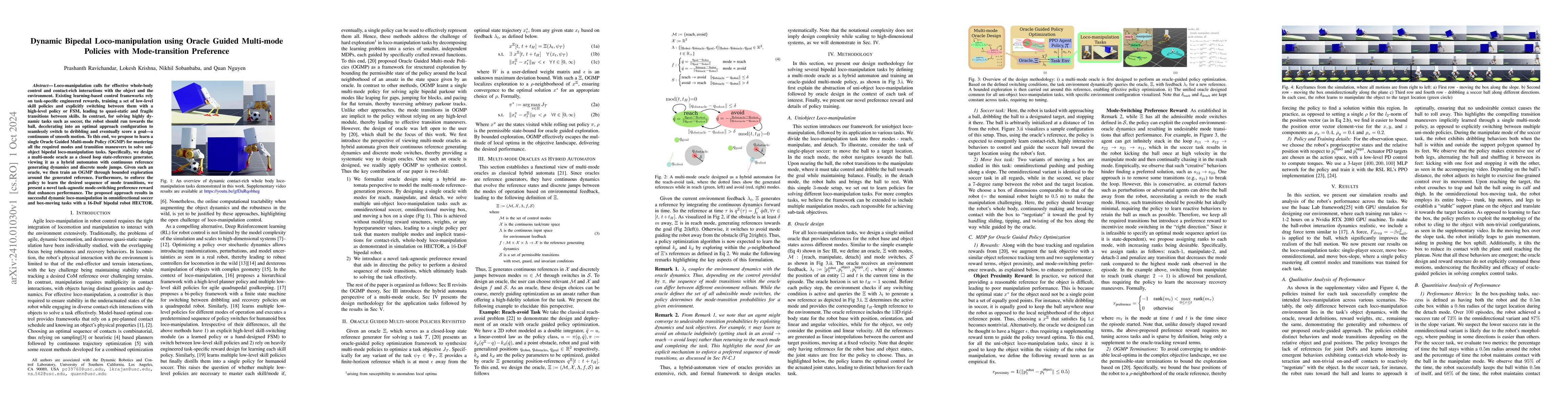 Thumbnail for Dynamic Bipedal Loco-manipulation using Oracle Guided Multi-mode
  Policies with Mode-transition Preference
