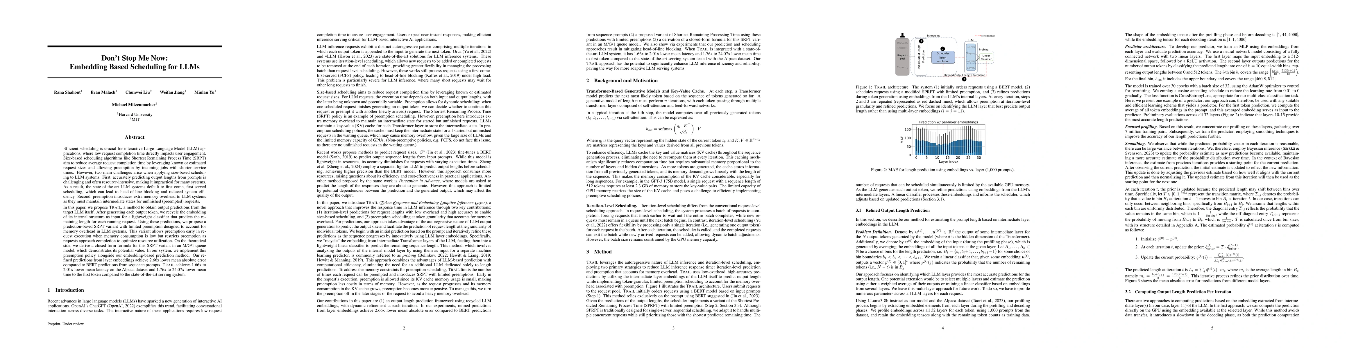 Thumbnail for Don't Stop Me Now: Embedding Based Scheduling for LLMs