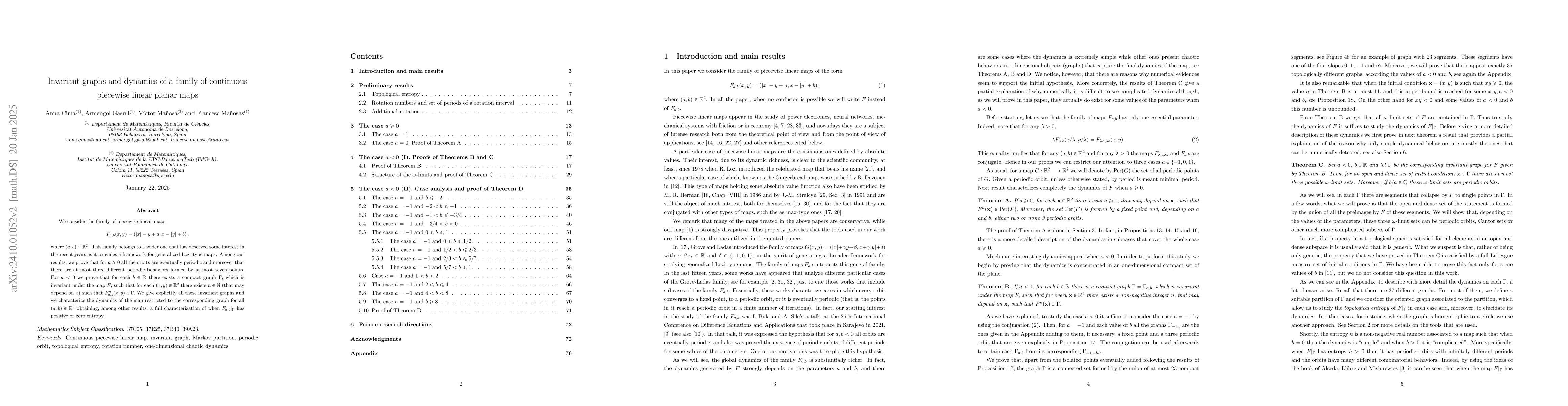 Thumbnail for Invariant graphs and dynamics of a family of continuous piecewise linear
  planar maps