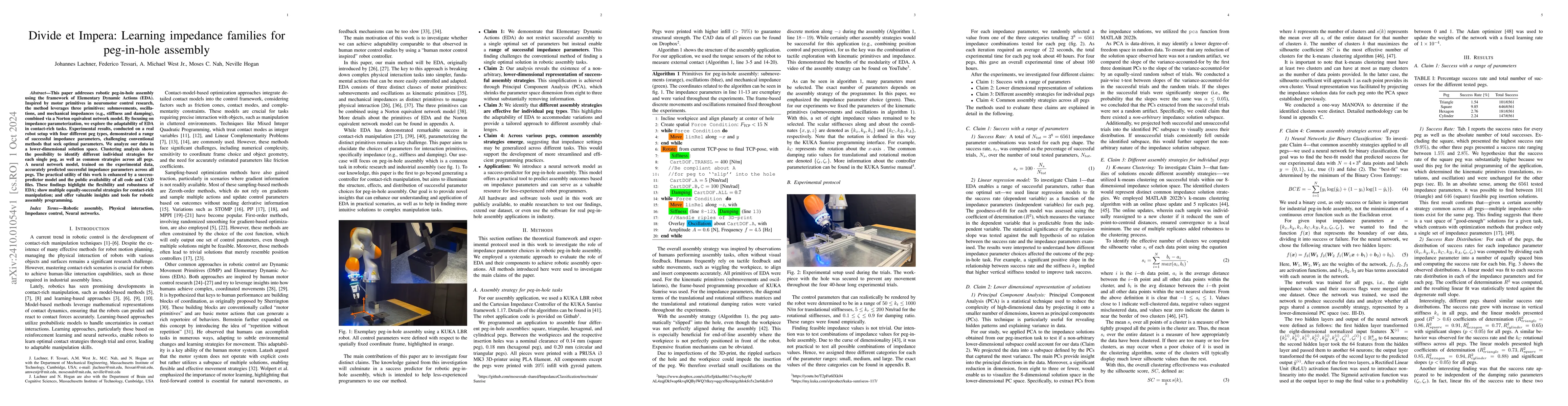 Thumbnail for Divide et Impera: Learning impedance families for peg-in-hole assembly