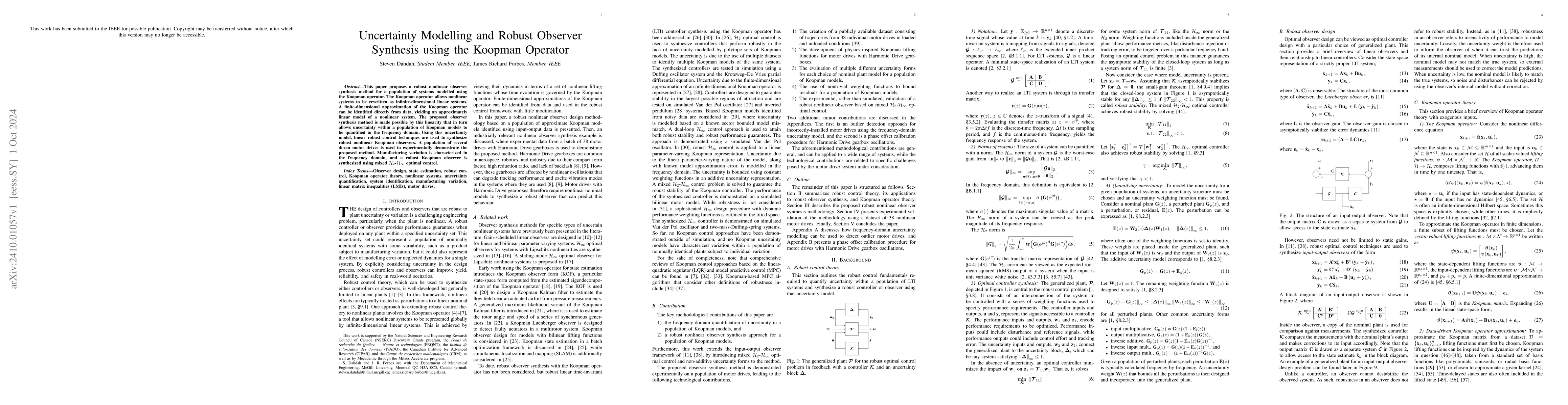 Thumbnail for Uncertainty Modelling and Robust Observer Synthesis using the Koopman
  Operator