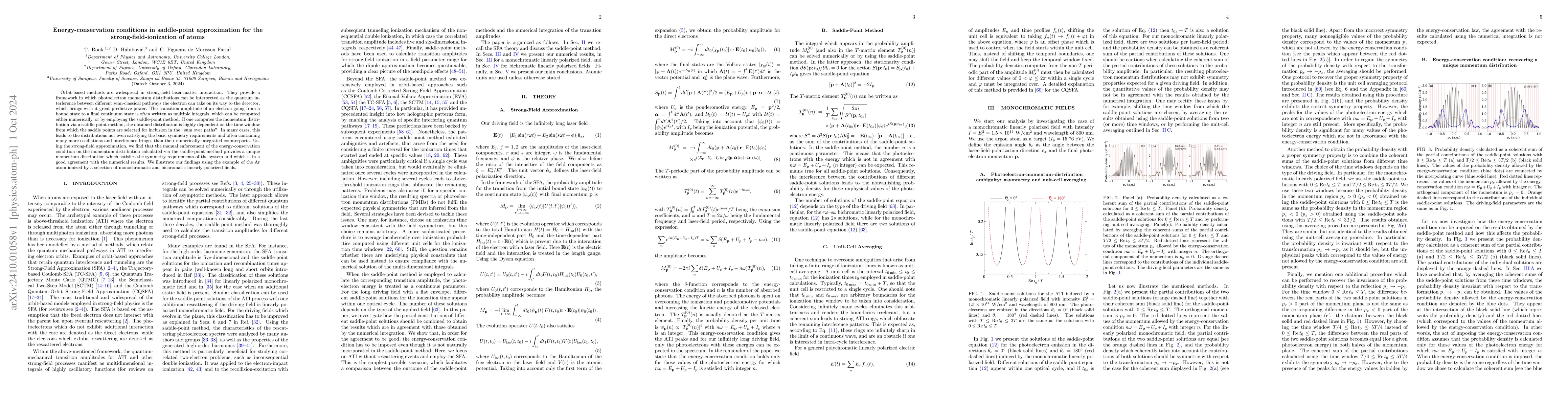 Thumbnail for Energy-conservation conditions in saddle-point approximation for the
  strong-field-ionization of atoms