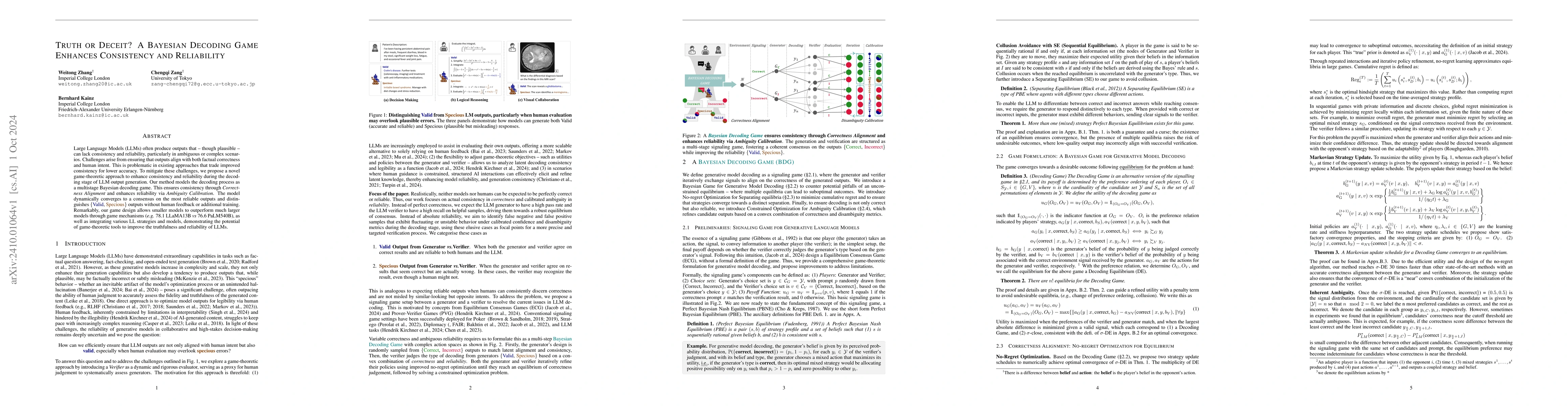 Thumbnail for Truth or Deceit? A Bayesian Decoding Game Enhances Consistency and
  Reliability