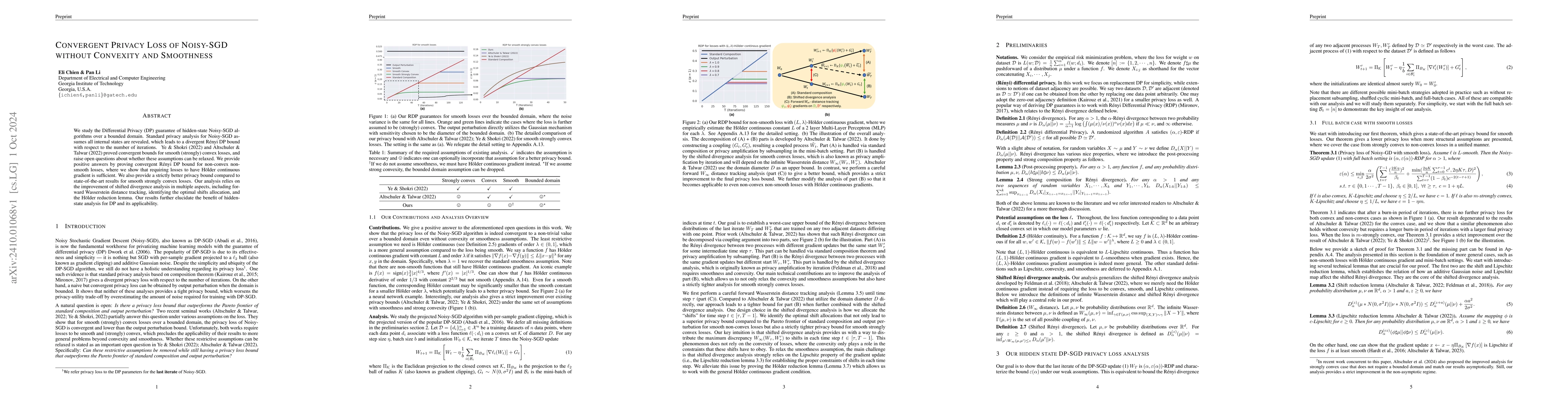 Thumbnail for Convergent Privacy Loss of Noisy-SGD without Convexity and Smoothness