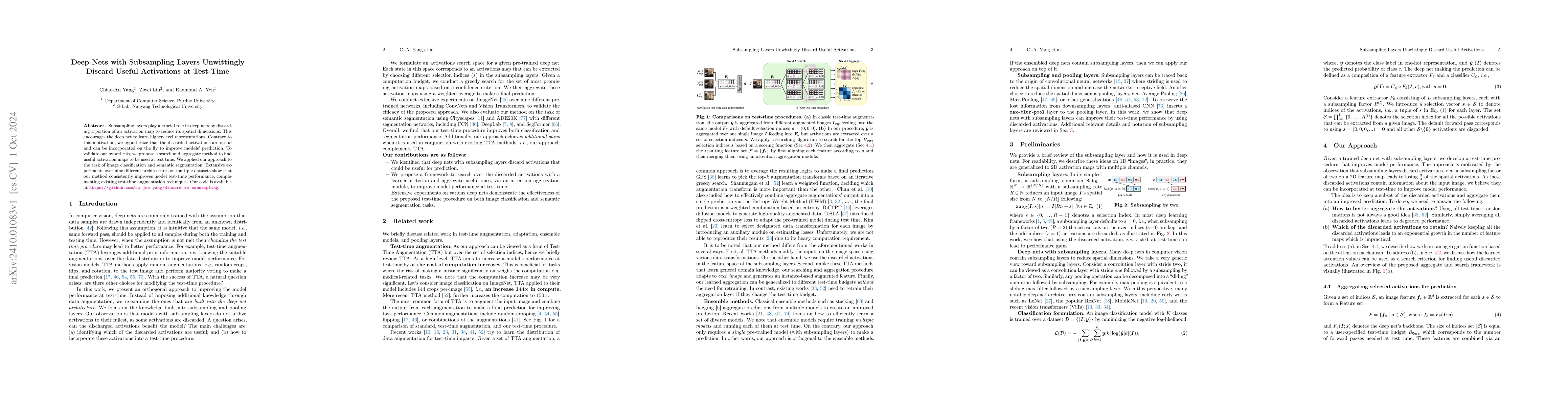 Thumbnail for Deep Nets with Subsampling Layers Unwittingly Discard Useful Activations
  at Test-Time