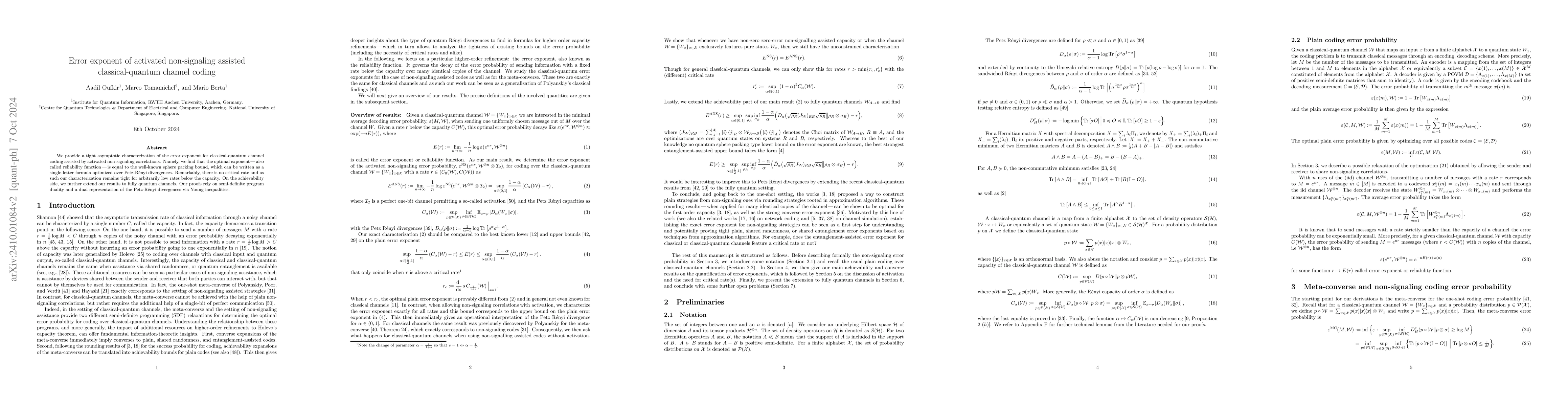 Thumbnail for Error exponent of activated non-signaling assisted classical-quantum
  channel coding