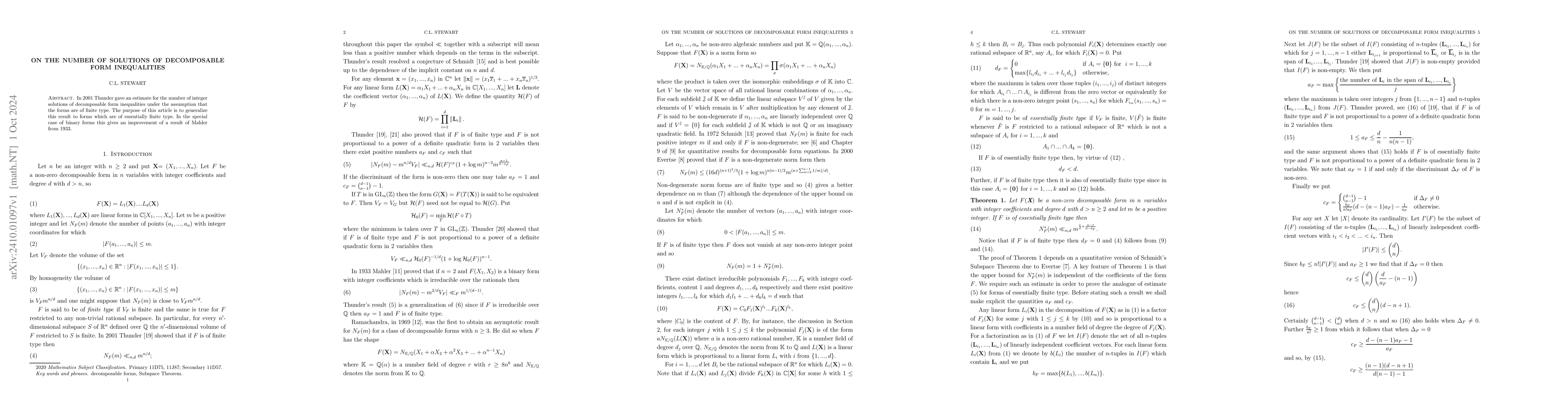 Thumbnail for On the number of solutions of decomposable form inequalities