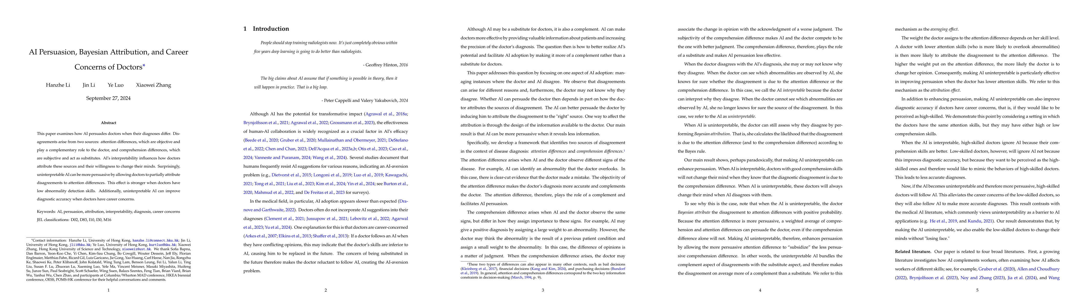 Thumbnail for AI Persuasion, Bayesian Attribution, and Career Concerns of Doctors