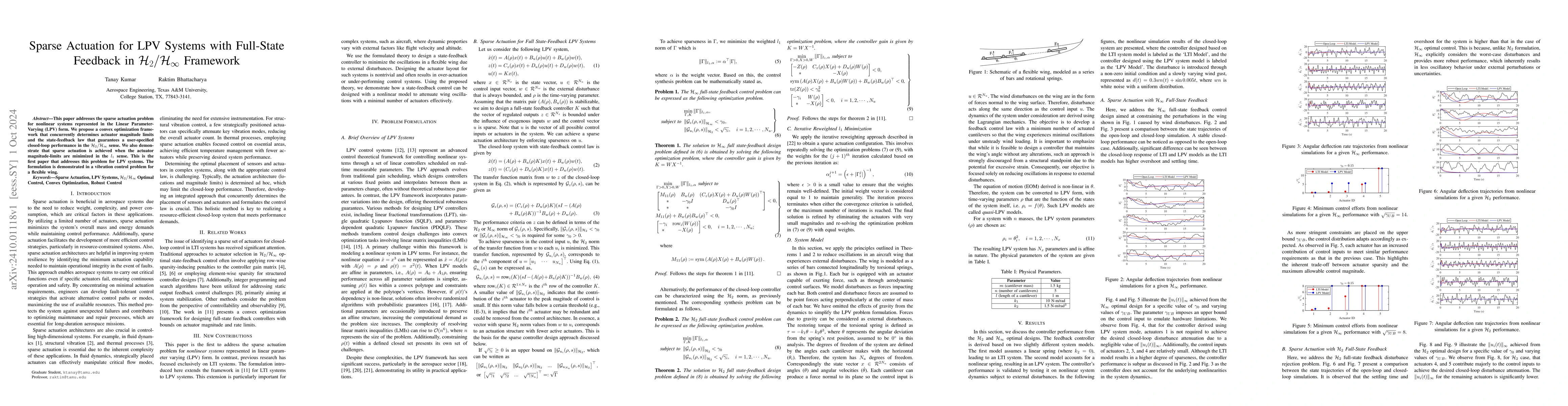 Thumbnail for Sparse Actuation for LPV Systems with Full-State Feedback in
  $\mathcal{H}_2/\mathcal{H}_\infty$ Framework
