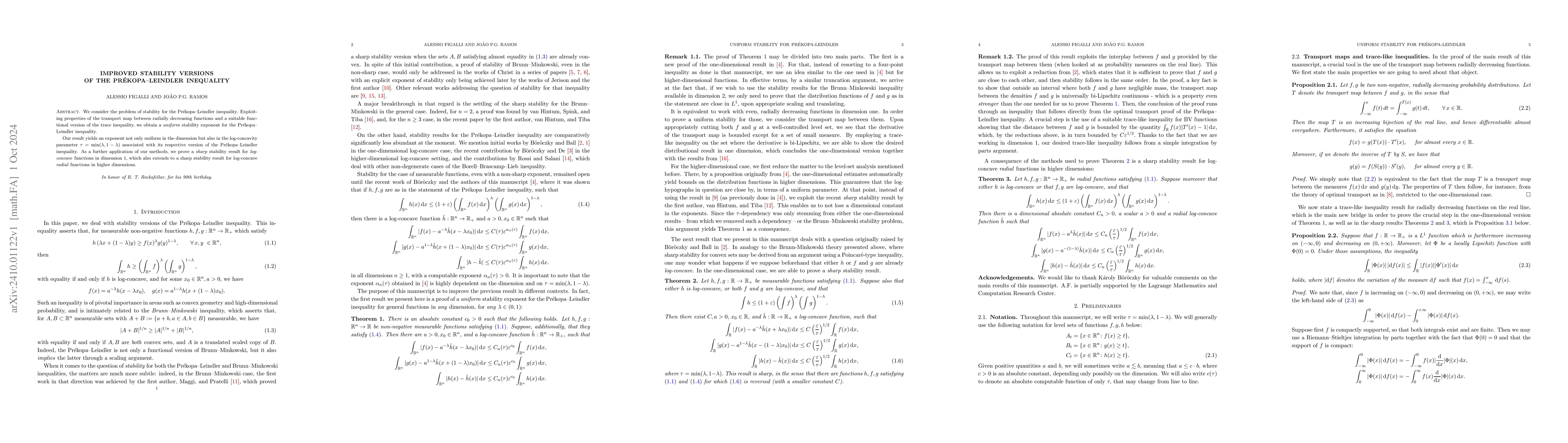Thumbnail for Improved stability versions of the Prékopa-Leindler inequality