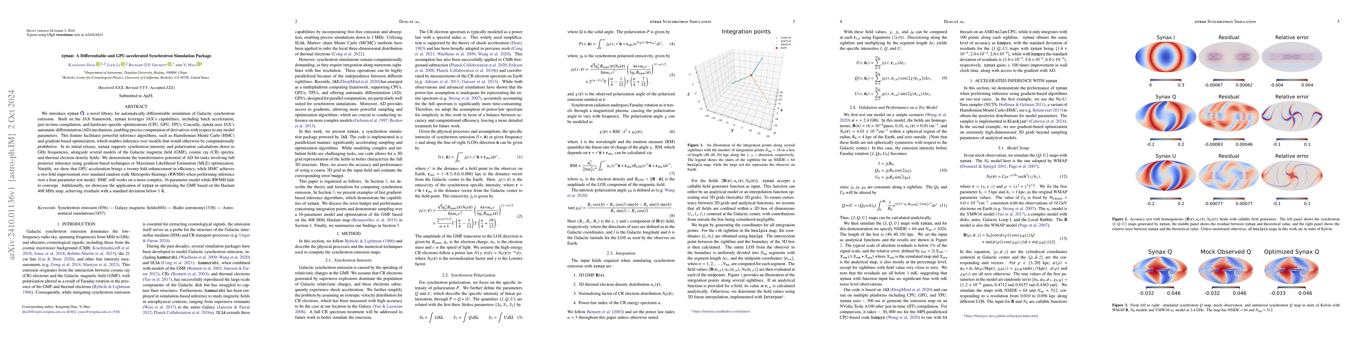 Thumbnail for $\texttt{synax}$: A Differentiable and GPU-accelerated Synchrotron
  Simulation Package