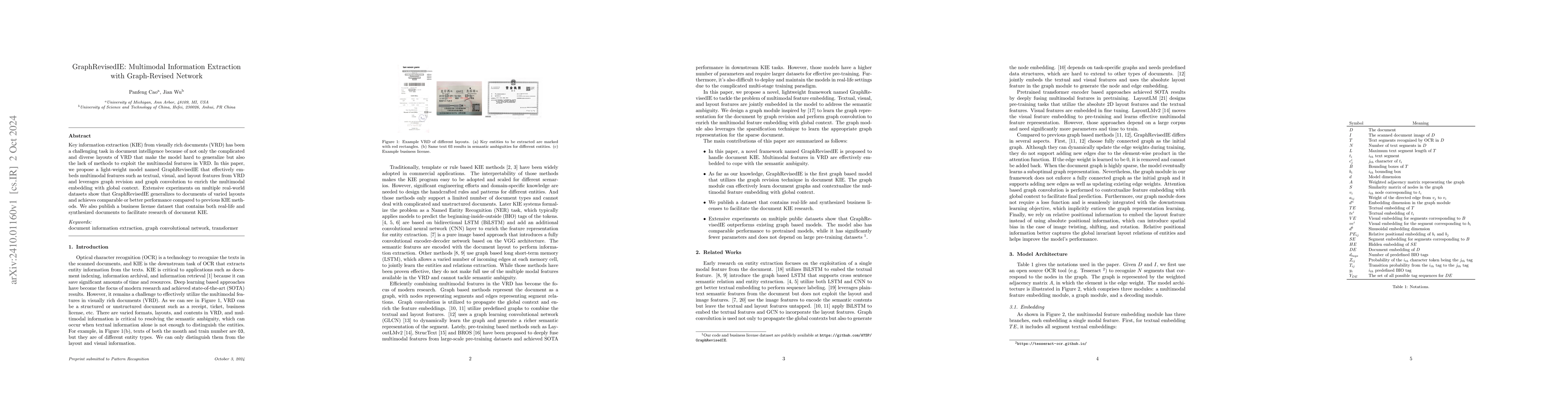 Thumbnail for GraphRevisedIE: Multimodal Information Extraction with Graph-Revised
  Network