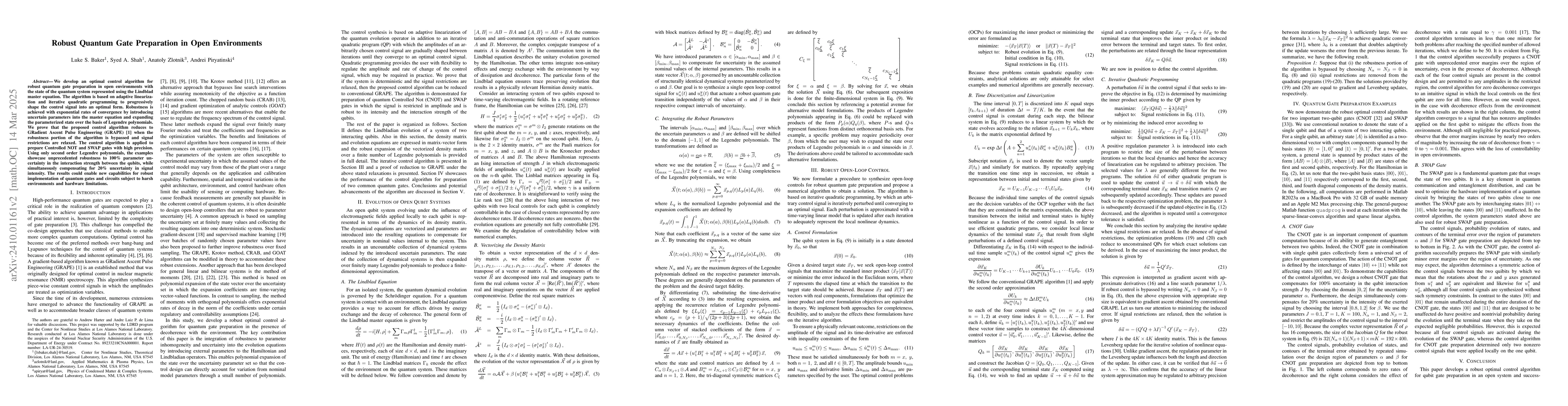 Thumbnail for Robust Quantum Gate Preparation in Open Environments
