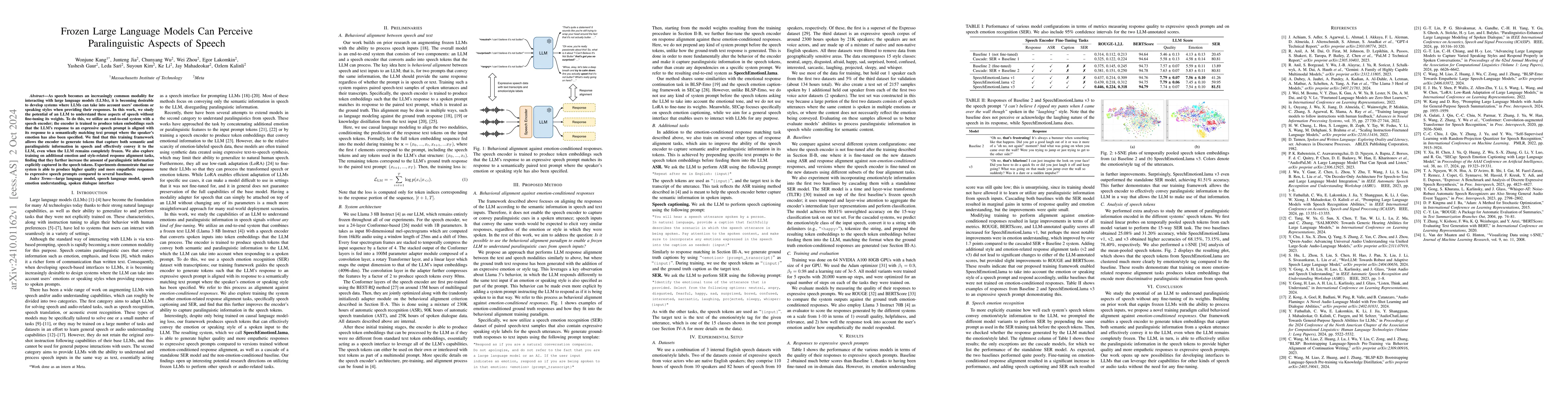 Thumbnail for Frozen Large Language Models Can Perceive Paralinguistic Aspects of
  Speech