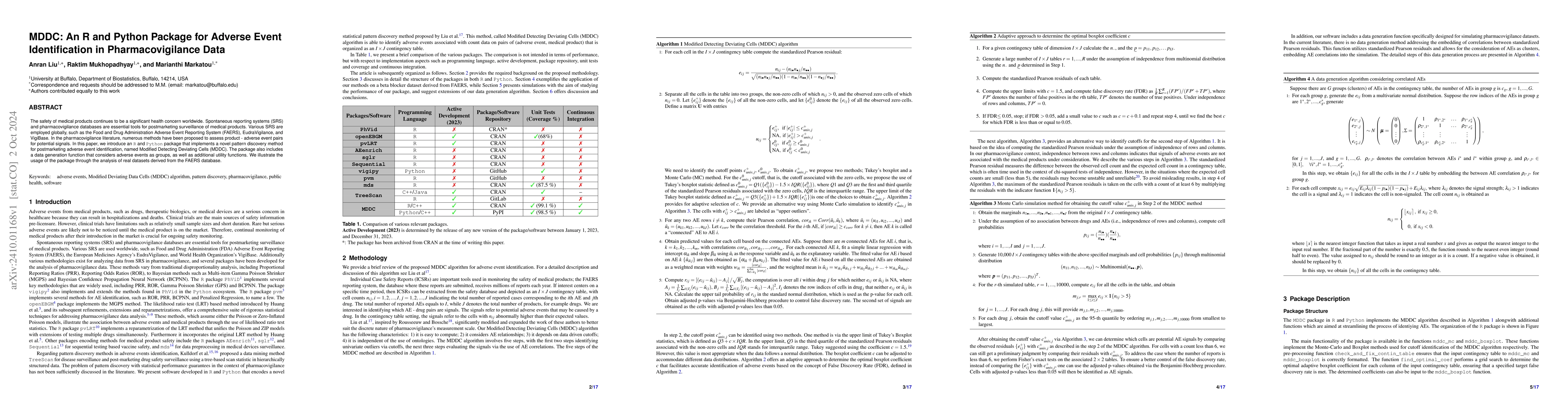 Thumbnail for MDDC: An R and Python Package for Adverse Event Identification in
  Pharmacovigilance Data