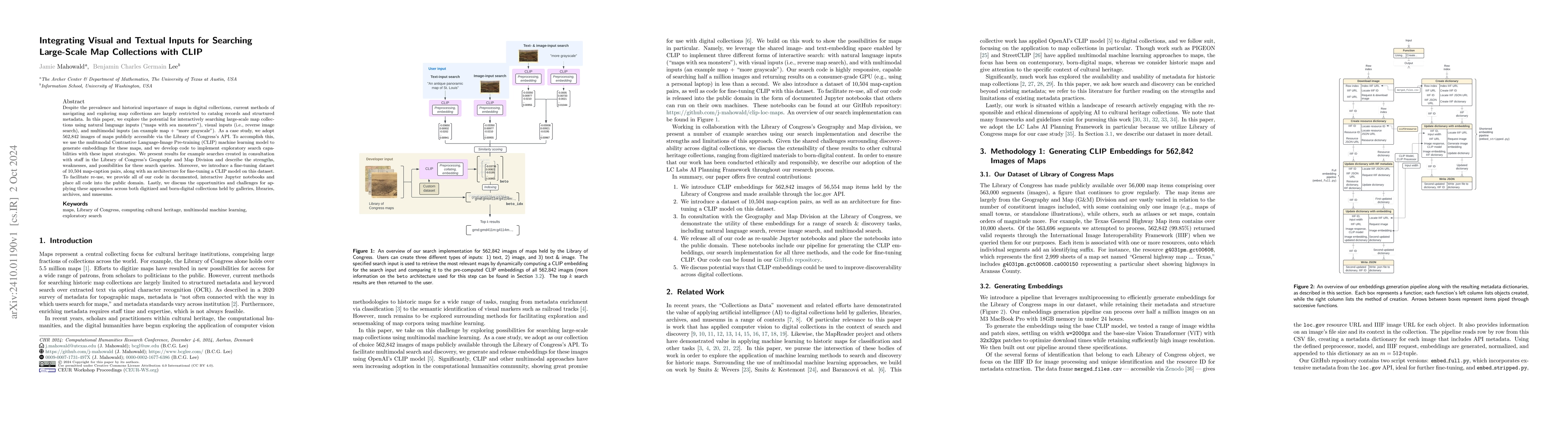 Thumbnail for Integrating Visual and Textual Inputs for Searching Large-Scale Map
  Collections with CLIP